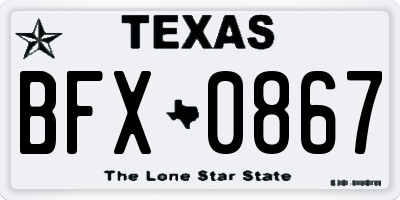 TX license plate BFX0867