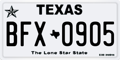 TX license plate BFX0905