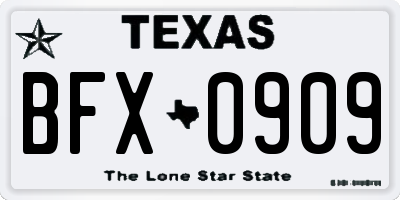 TX license plate BFX0909