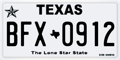TX license plate BFX0912