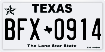 TX license plate BFX0914