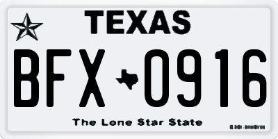 TX license plate BFX0916