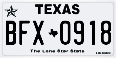 TX license plate BFX0918