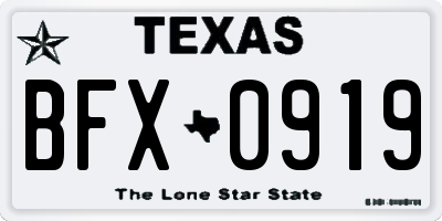TX license plate BFX0919