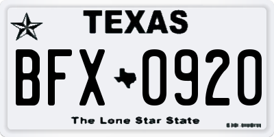TX license plate BFX0920