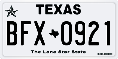 TX license plate BFX0921