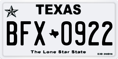 TX license plate BFX0922
