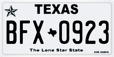 TX license plate BFX0923