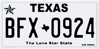 TX license plate BFX0924