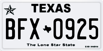 TX license plate BFX0925