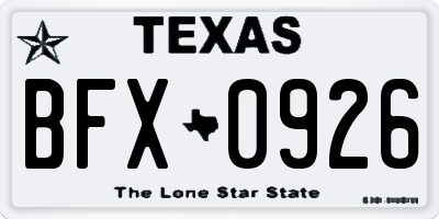 TX license plate BFX0926