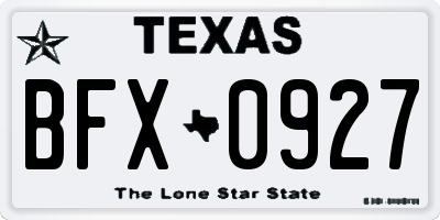 TX license plate BFX0927