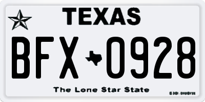 TX license plate BFX0928