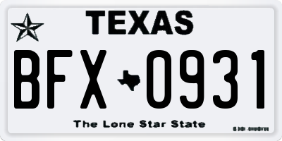 TX license plate BFX0931