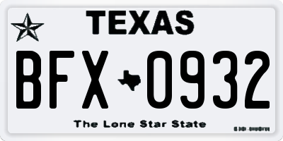 TX license plate BFX0932