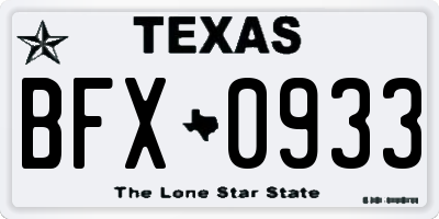 TX license plate BFX0933