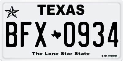 TX license plate BFX0934