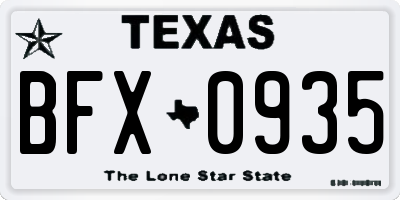 TX license plate BFX0935