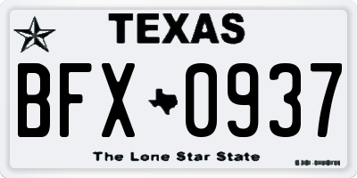TX license plate BFX0937