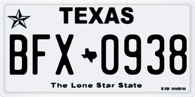 TX license plate BFX0938
