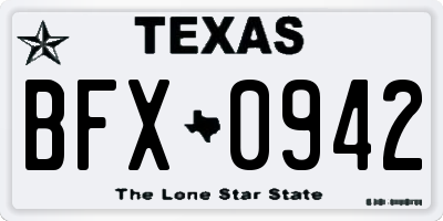 TX license plate BFX0942
