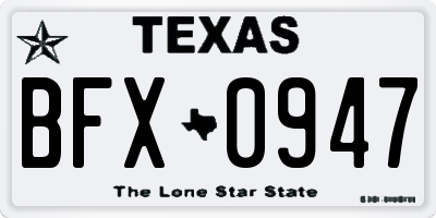TX license plate BFX0947