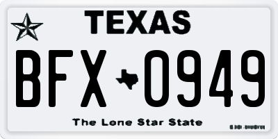 TX license plate BFX0949