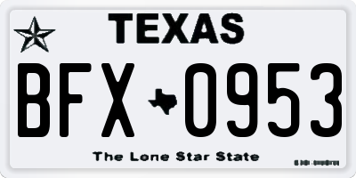 TX license plate BFX0953