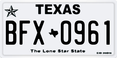 TX license plate BFX0961