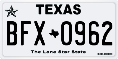 TX license plate BFX0962