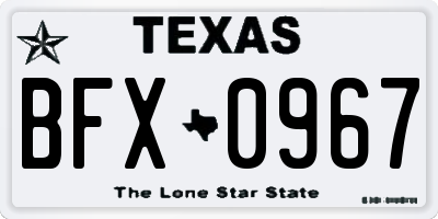 TX license plate BFX0967