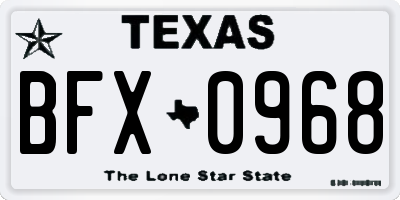 TX license plate BFX0968