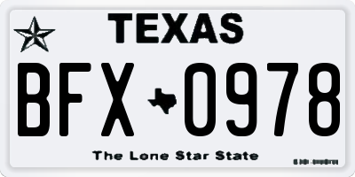 TX license plate BFX0978