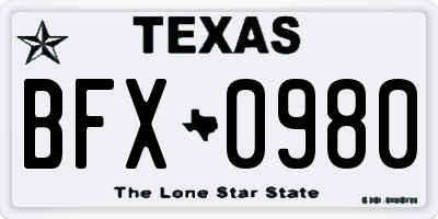 TX license plate BFX0980
