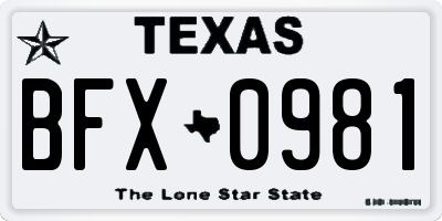 TX license plate BFX0981