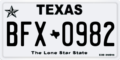 TX license plate BFX0982