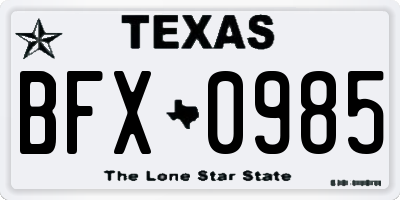 TX license plate BFX0985