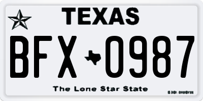 TX license plate BFX0987