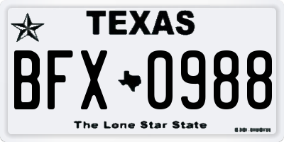 TX license plate BFX0988