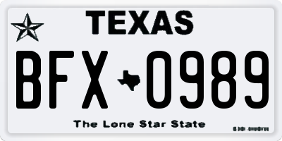 TX license plate BFX0989