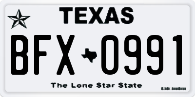 TX license plate BFX0991