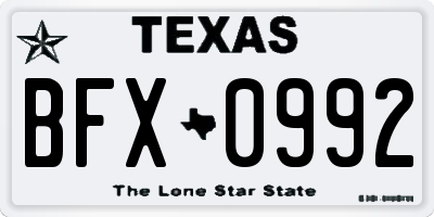 TX license plate BFX0992