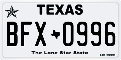TX license plate BFX0996