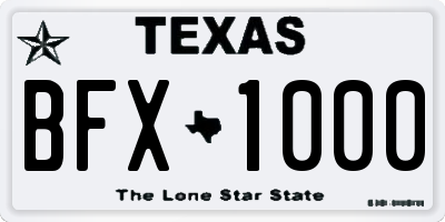 TX license plate BFX1000