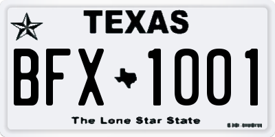 TX license plate BFX1001