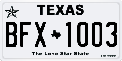 TX license plate BFX1003