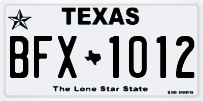 TX license plate BFX1012