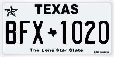 TX license plate BFX1020