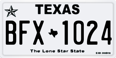 TX license plate BFX1024