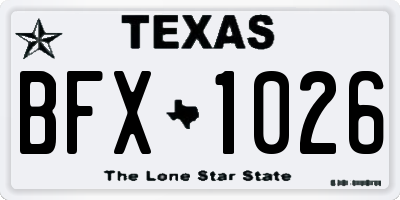 TX license plate BFX1026